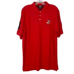 NWOT BEVERLY HILLS POLO CLUB Polo M Red Logo Pony Crest Patch 3 Short Sleeve